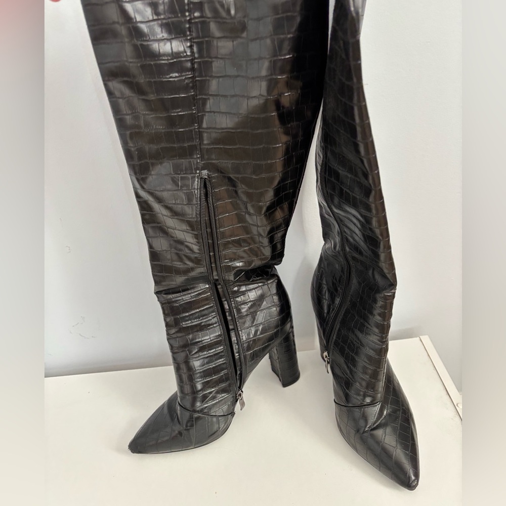 BILLINI Knee High Wide Calf Crocodile Boots